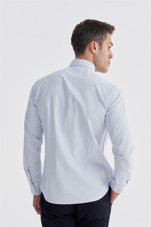 Mavi Slim Fit Desenli Pamuklu Düğmeli Yaka Gömlek