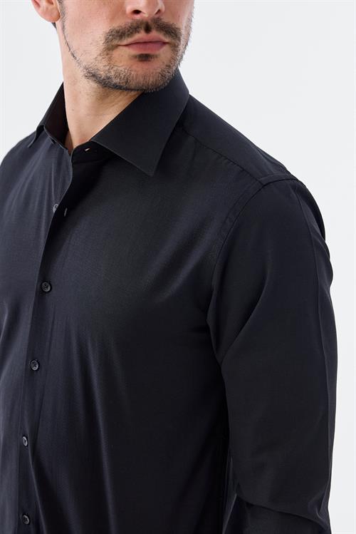 Dar Kalıp - Slim Fit Serili Gömlek-Jakamen  YAKA ÇİFT POLİKAT  Serili