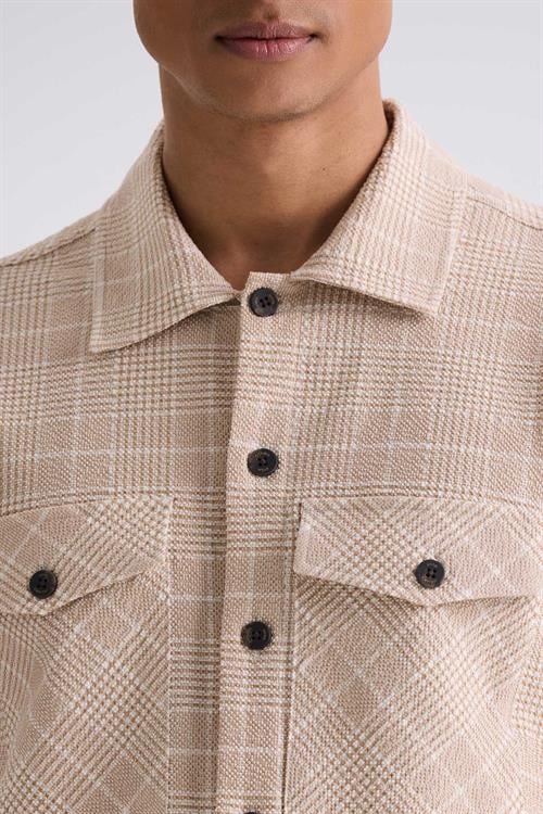 Taba Slim Fit Ekoseli Pamuklu Gömlek