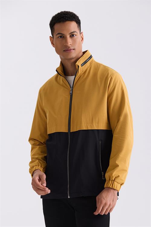 Sarı Comfort Fit Hakim Yaka Mevsimlik Mont