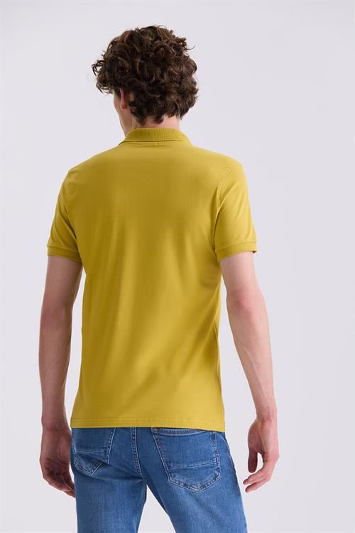 Koyu Sarı Slim Fit Polo Yaka T-Shirt