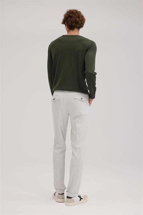 Gri Comfort Fit Duble Paça Kumaş Pantolon