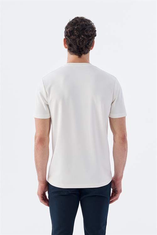 Dar Kalıp - Slim Fit Serili T-Shirt-Jakamen  Bisiklet Yaka  Serili