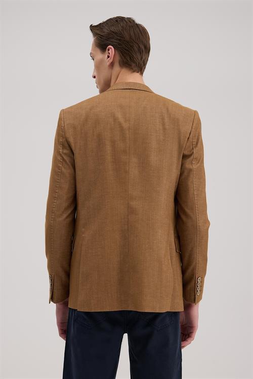 Taba Dar Kalıp - Slim Fit Ceket Sivri Yaka
