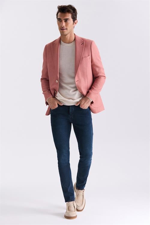 Yavru Ağzı Slim Fit Sivri Yaka Yazlık Spor Ceket