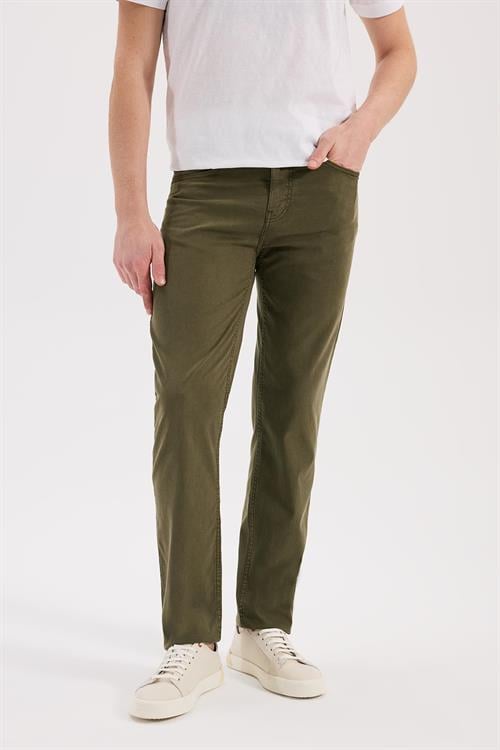Haki Dar Kalıp - Slim Fit Pantolon Spor 5 Cep