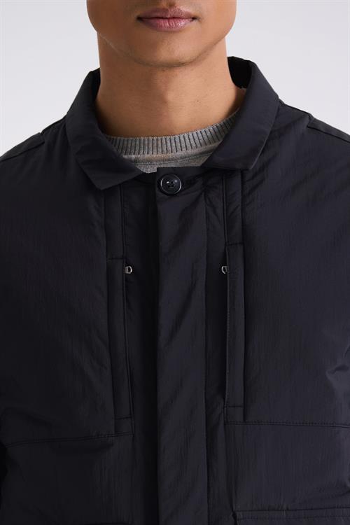 Siyah Comfort Fit Gömlek Yaka Mevsimlik Mont