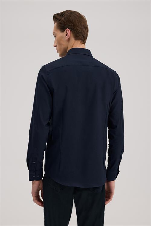 Lacivert Rahat Kalıp - Comfort Fit Gömlek Klasik Yaka