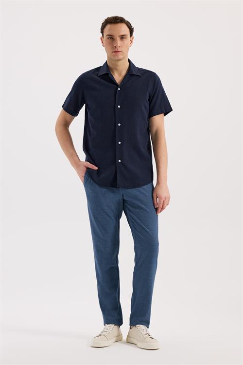 Lacivert Rahat Kalıp - Comfort Fit Gömlek Klasik Yaka