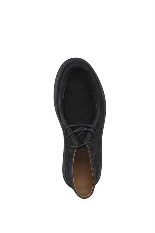 Siyah %100 Deri Bağcıklı Süet Bot