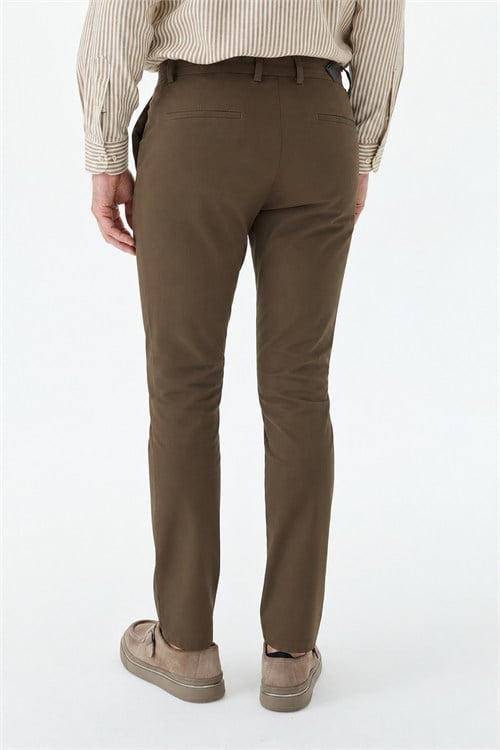 Kahve Comfort Fit Pamuklu Kanvas Pantolon