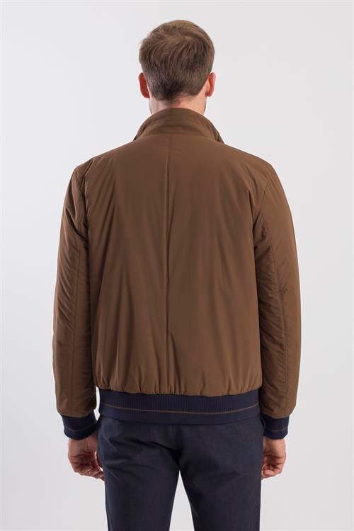 Camel Comfort Fit Dik Yaka Mont