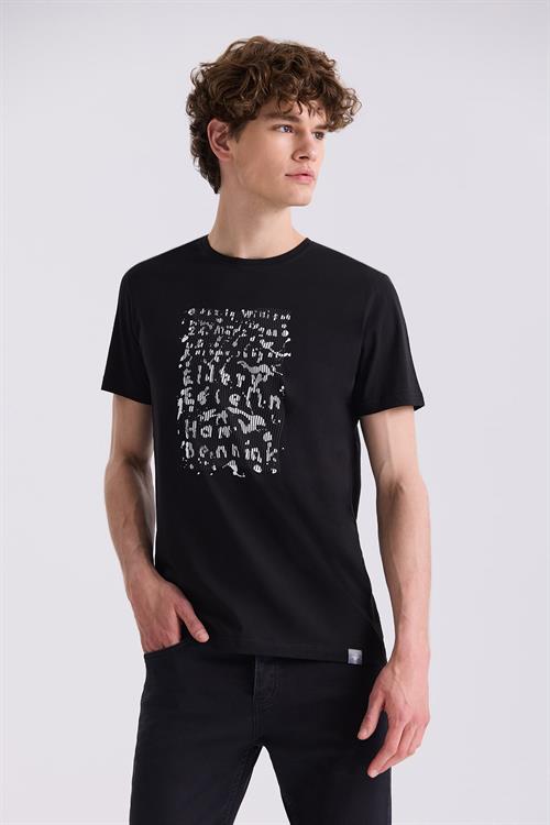 Siyah Slim Fit Triko Bisiklet Yaka T-Shirt