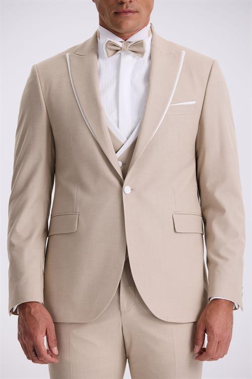 Vizon Slim Fit Kırlangıç Yaka Yelekli Smokin Damatlık Takım Elbise