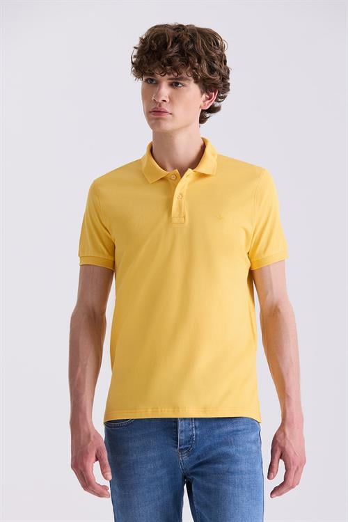 Sarı Slim Fit Polo Yaka T-Shirt