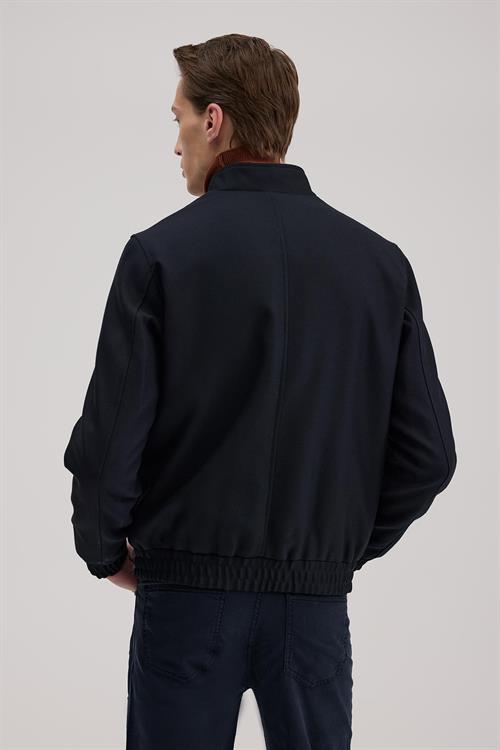 Lacivert Slim Fit Mono Yaka Cepli Ceket Görünümlü Mont