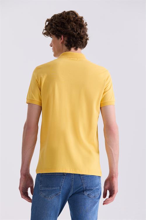 Sarı Slim Fit Polo Yaka T-Shirt