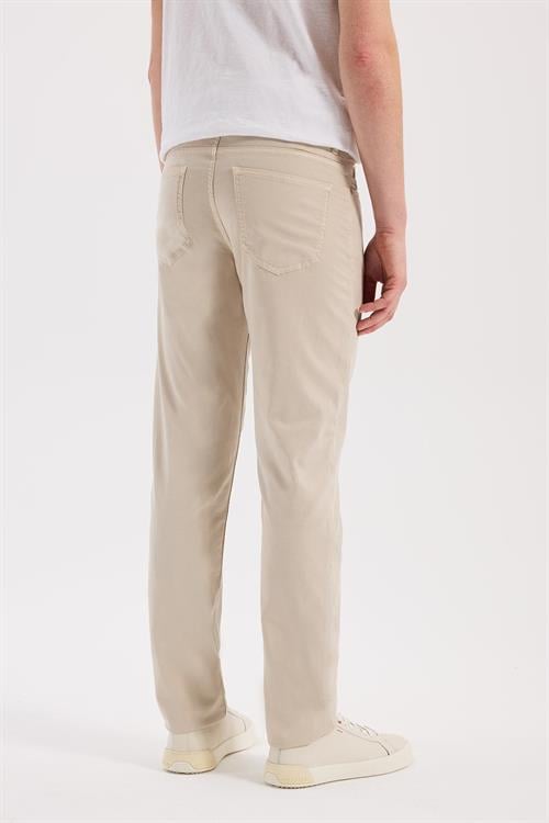 Bej Dar Kalıp - Slim Fit Pantolon Spor 5 Cep