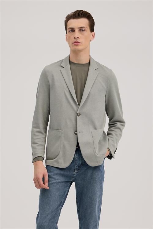 Haki Dar Kalıp - Slim Fit Ceket Mono Yaka