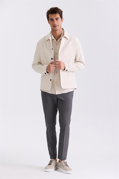 Krem Slim Fit Bebe Yaka Mevsimlik Mont