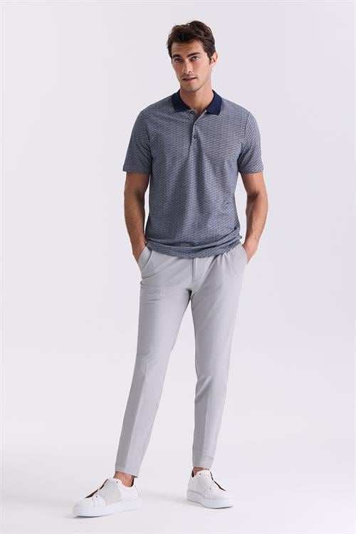 Lacivert Regular Fit Desenli Polo Yaka T-Shirt