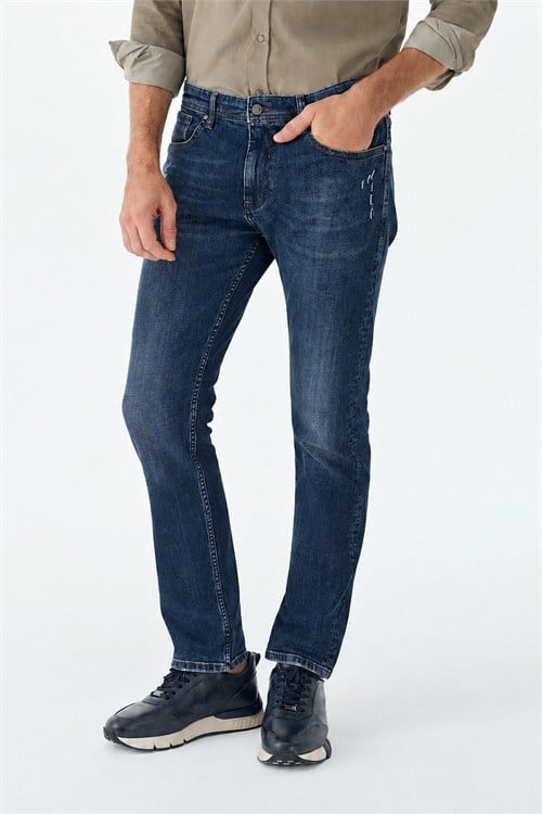 Lacivert Comfort Fit Jeans Kot Pantolon