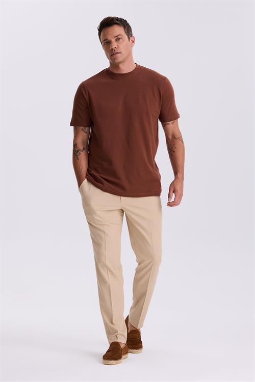 Bej Comfort Fit Beli Lastikli Rahat Kesim Jogger Pantolon