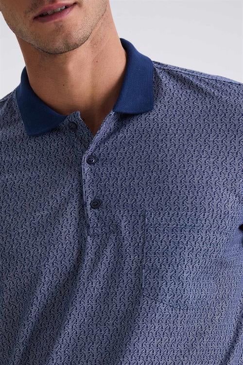 Lacivert Classic Fit Cepli Desenli Polo Yaka T-Shirt