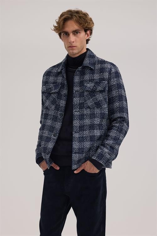 Lacivert Rahat Kalıp - Comfort Fit Mont Gömlek Yaka