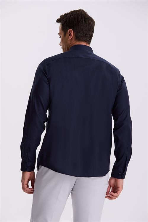 Lacivert Comfort Fit Ütü Gerektirmeyen %100 Pamuk Non İron Gömlek