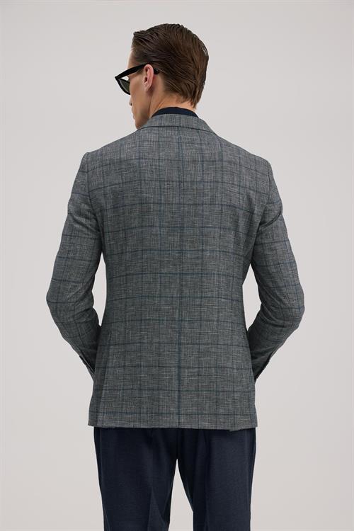 Lacivert Dar Kalıp - Slim Fit Takım Elbise Kruvaze