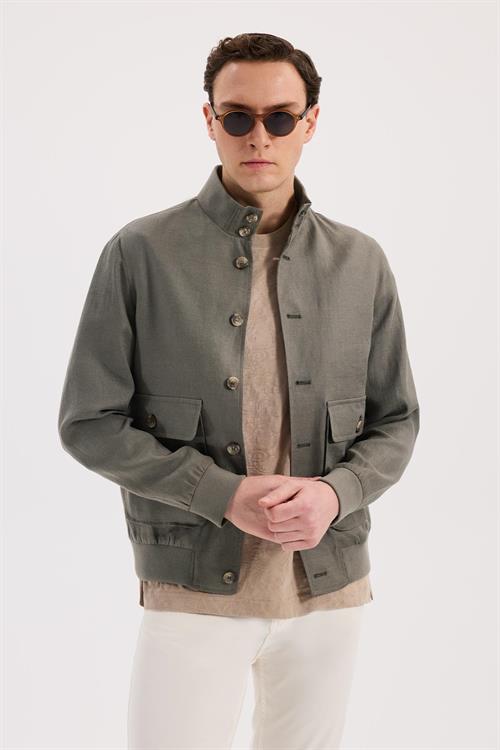 Haki Rahat Kalıp - Comfort Fit Mont Gömlek Yaka