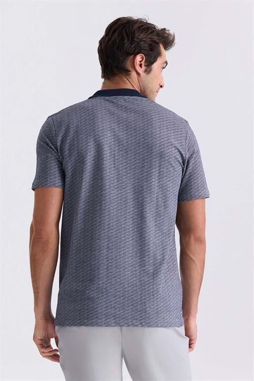 Lacivert Regular Fit Desenli Polo Yaka T-Shirt