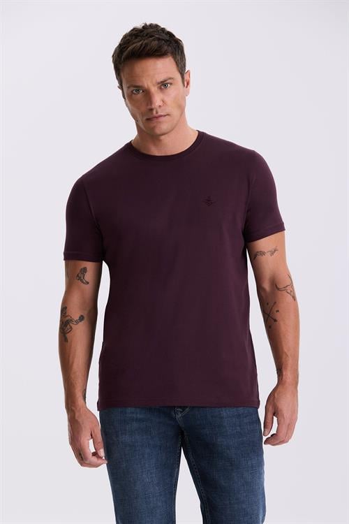 Mürdüm %100 Pamuk Slim Fit Bisiklet Yaka Basic T-Shirt