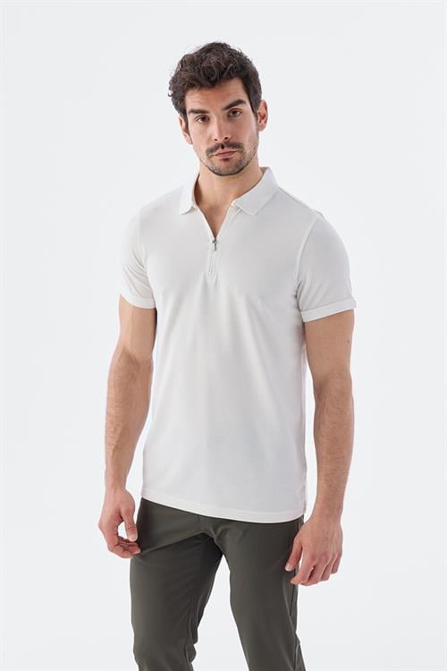 Dar Kalıp - Slim Fit Serili T-Shirt-Jakamen  Fermuarlı  Serili