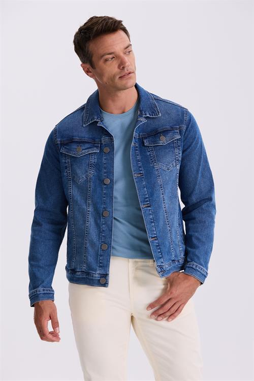 Mavi Slim Fit Bebe Yaka Pamuklu Cepli Denim Kot Ceket