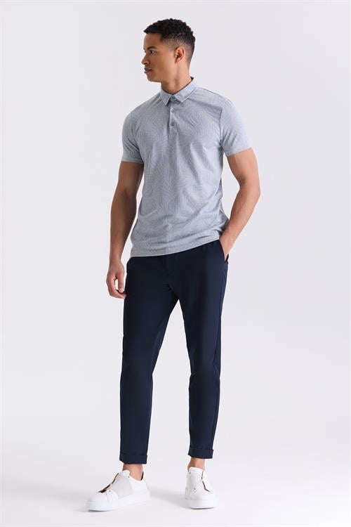 Mavi Slim Fit Desenli Gömlek Yaka T-Shirt