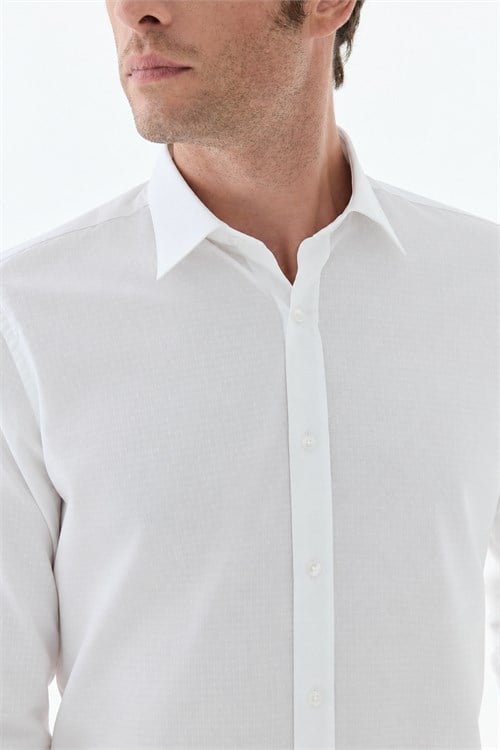 Beyaz %100 Pamuk Comfort Fit Klasik Yaka Gömlek