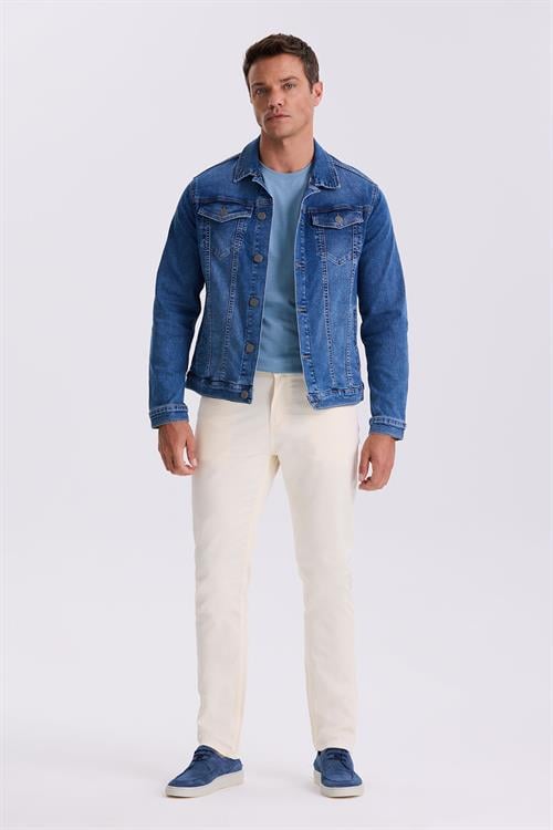 Ekru Comfort Fit Pamuklu Rahat Kesim 5 cep Pantolon