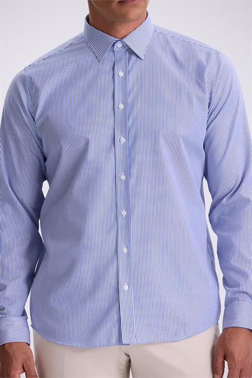 Lacivert Comfort Fit Ütü Gerektirmeyen %100 Pamuk Çizgili Non İron Gömlek