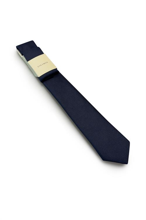 Lacivert Armürlü Kravat Mendil Set