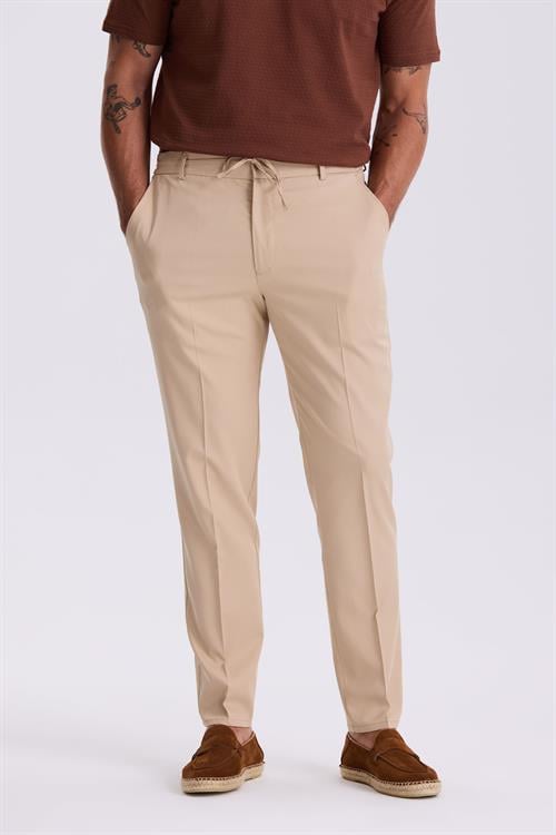 Bej Comfort Fit Beli Lastikli Rahat Kesim Jogger Pantolon