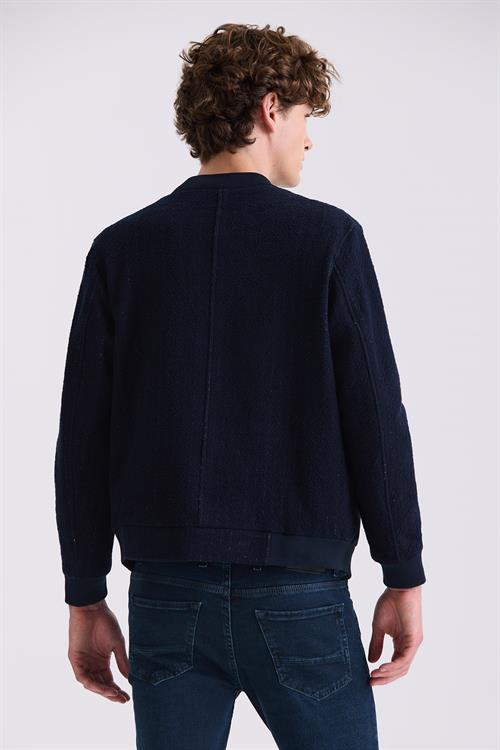 Koyu Lacivert Regular Fit Mono Yaka Mevsimlik Mont