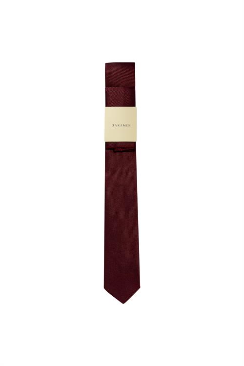 Bordo Armürlü Kravat Mendil Set