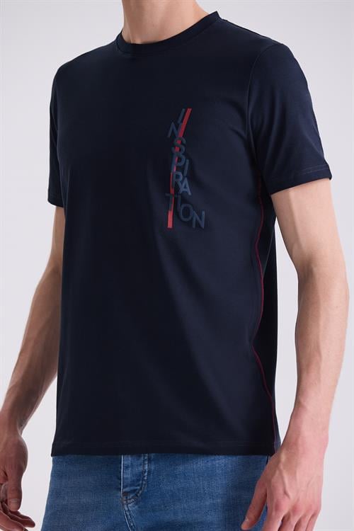 Lacivert Slim Fit Bisiklet Yaka T-Shirt