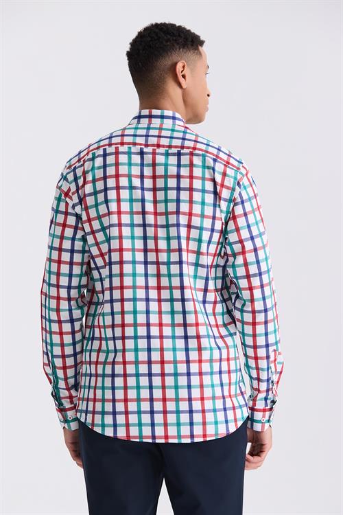 Yeşil Slim Fit Yaka  Düğmeli Gömlek