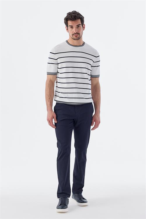 Dar Kalıp - Slim Fit Serili T-Shirt-Jakamen  Bisiklet Yaka  Serili