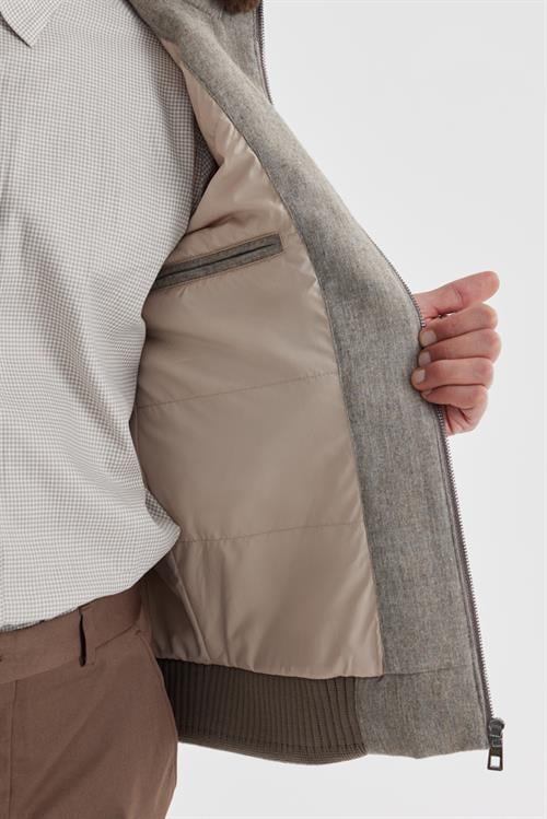 Kahve Comfort Fit Kürklü yaka Yünlü Mont