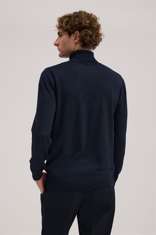 Lacivert Dar Kalıp - Slim Fit Triko Tam Balıkcı Yaka