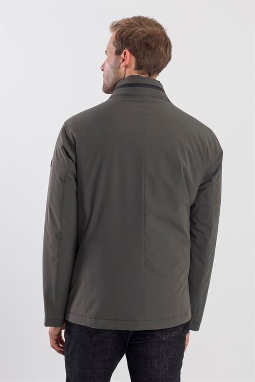 Haki Comfort Fit Gizli Kapüşonlu Mont